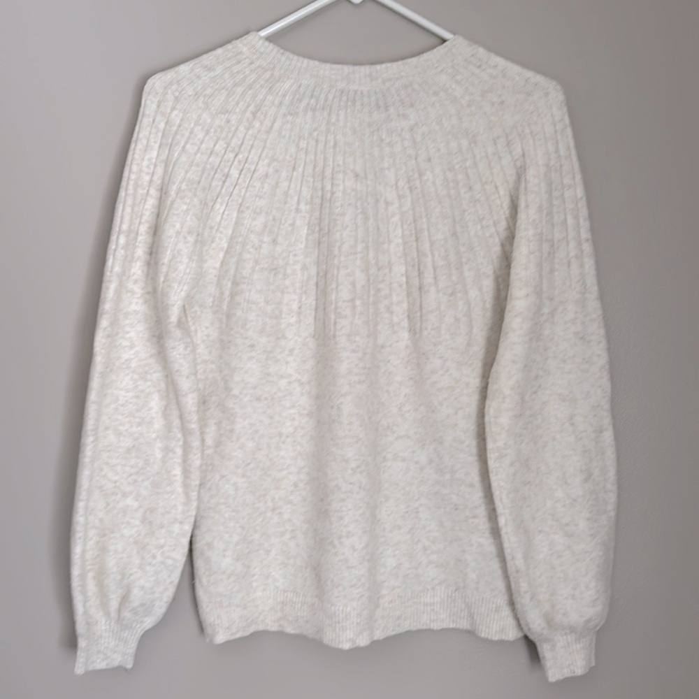 Loft Button Trim Cream Sweater - image 3